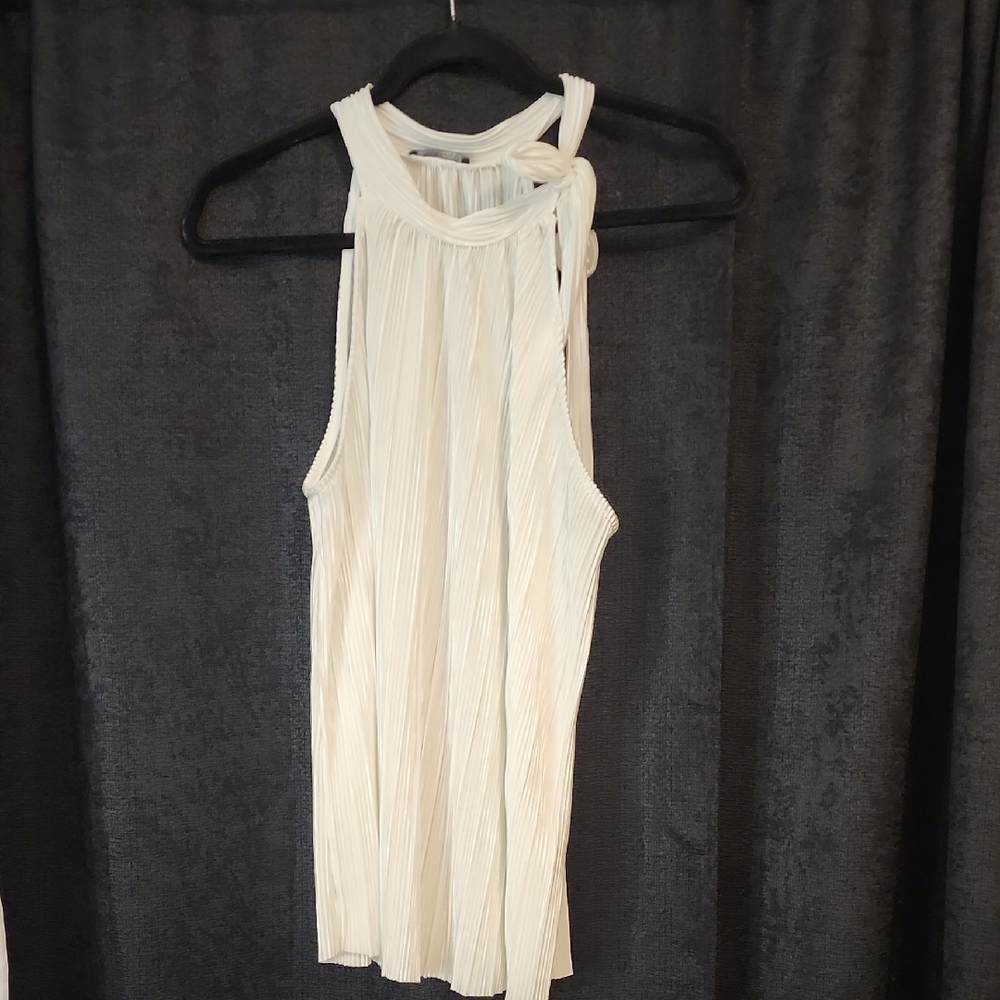 Elegant Cream Pleated Halter Top